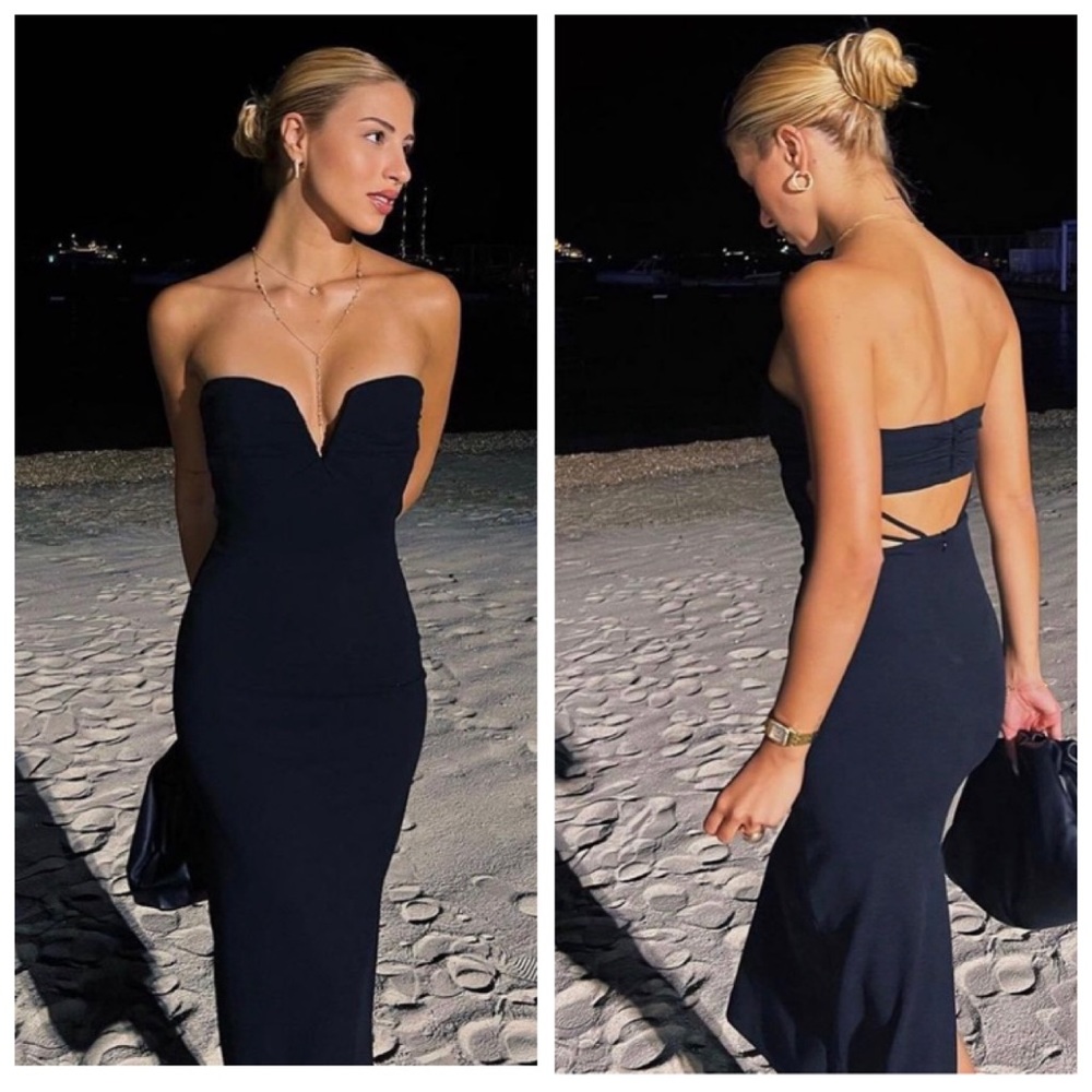 Zara Black Strapless Midi Dress